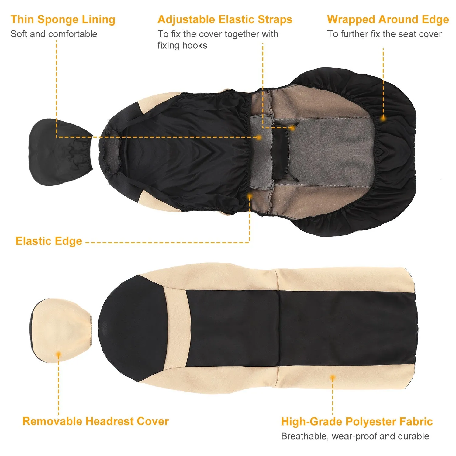 14-Pieces: Universal Auto Seat Cover Set