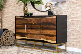 2-drawer Accent Cabinet Black Walnut and Gold