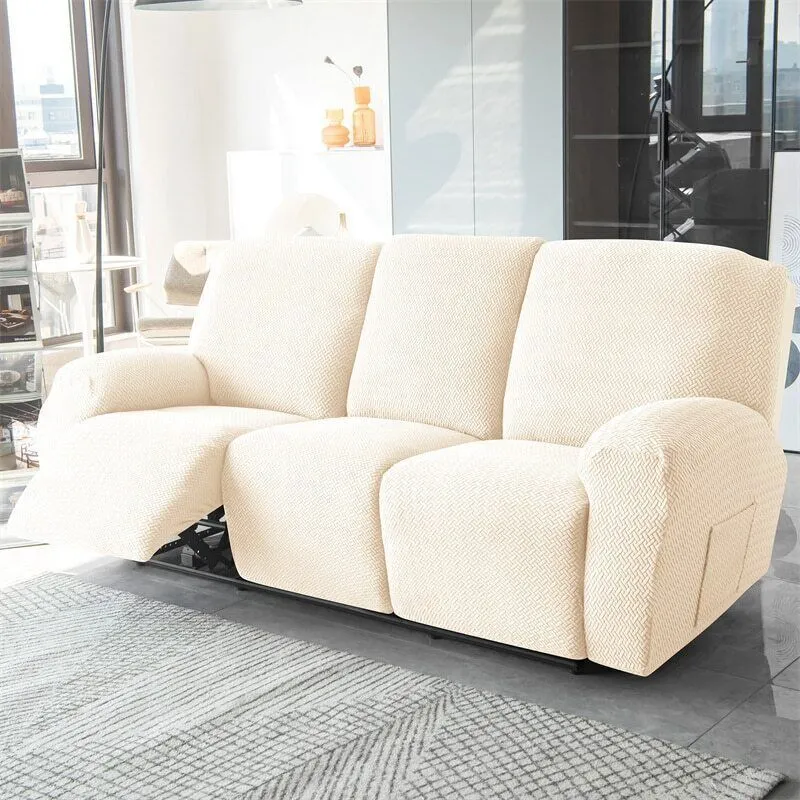 3-Seater Reclining Sofa Slipcover - Herringbone Design