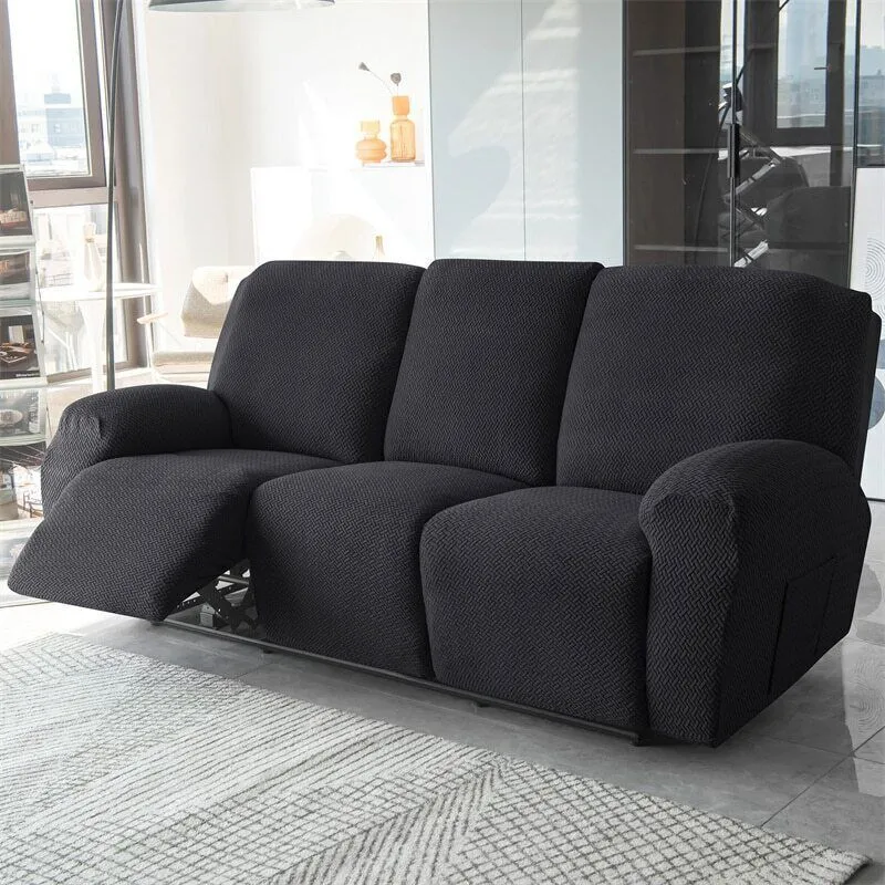 3-Seater Reclining Sofa Slipcover - Herringbone Design