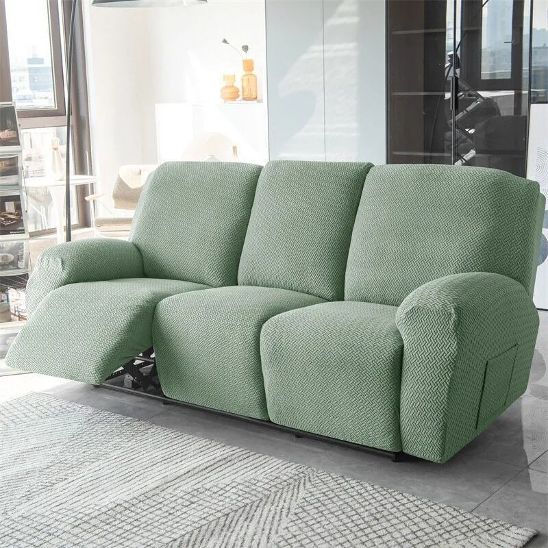 3-Seater Reclining Sofa Slipcover - Herringbone Design