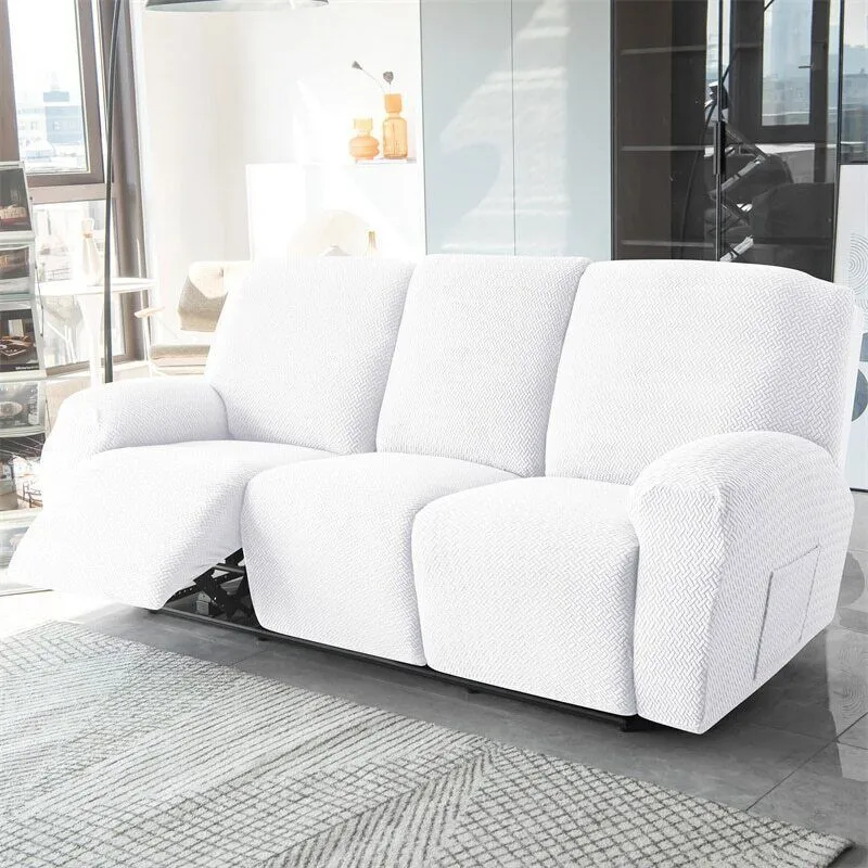 3-Seater Reclining Sofa Slipcover - Herringbone Design