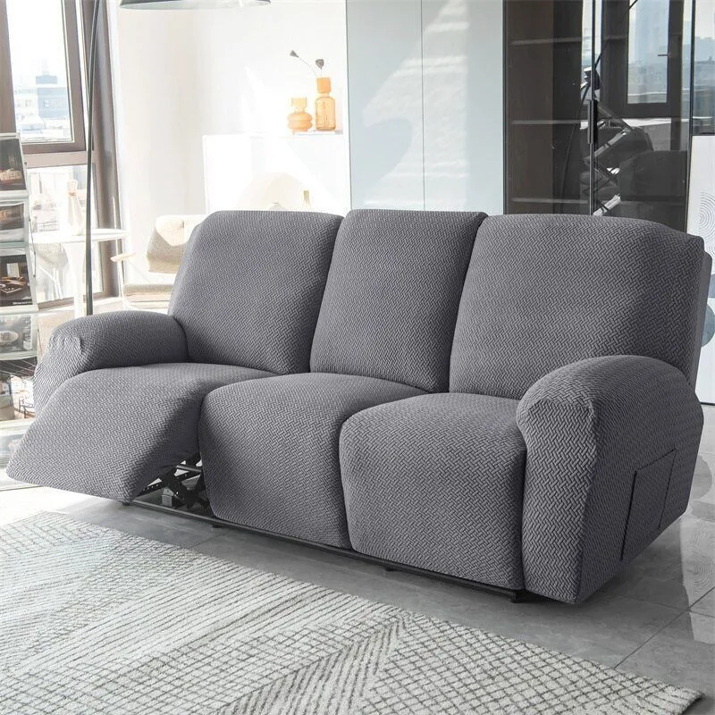 3-Seater Reclining Sofa Slipcover - Herringbone Design