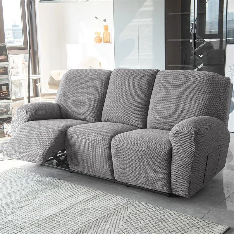 3-Seater Reclining Sofa Slipcover - Herringbone Design