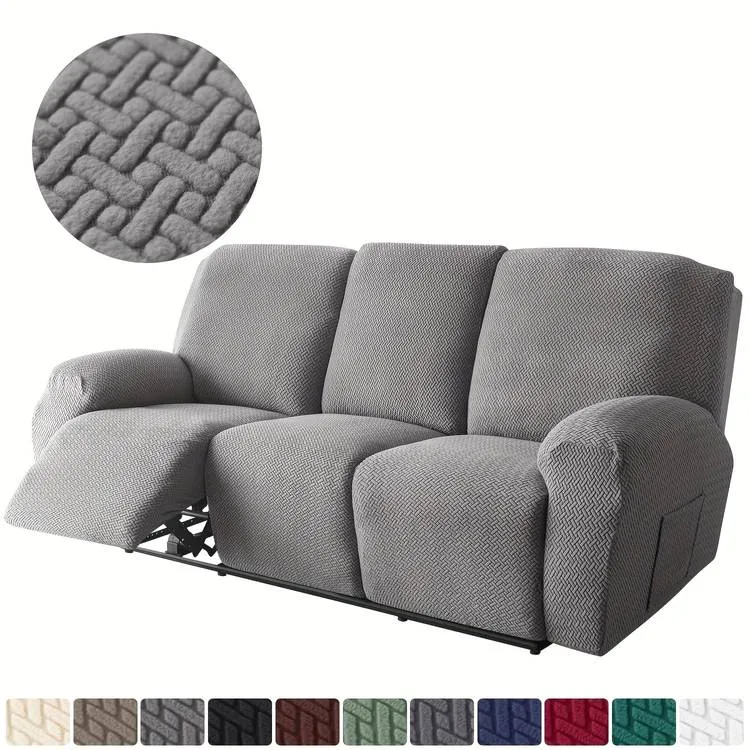 3-Seater Reclining Sofa Slipcover - Herringbone Design