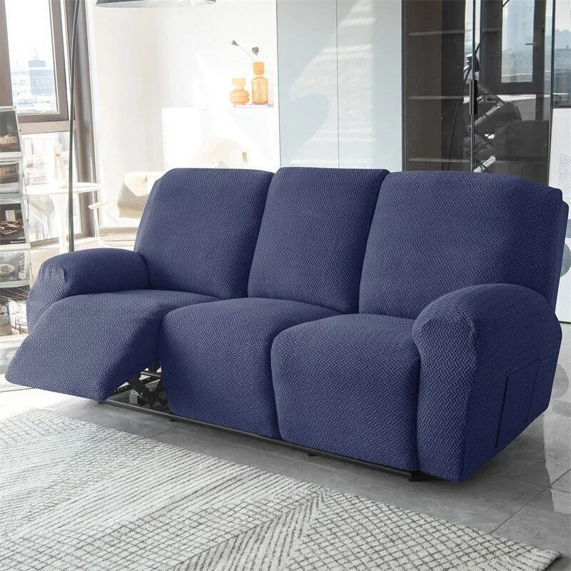 3-Seater Reclining Sofa Slipcover - Herringbone Design