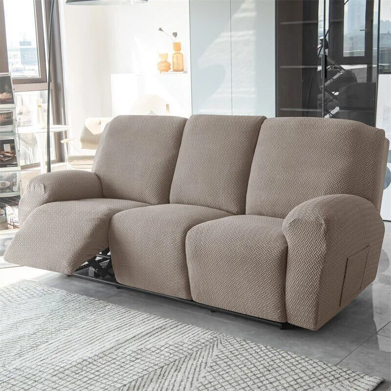 3-Seater Reclining Sofa Slipcover - Herringbone Design