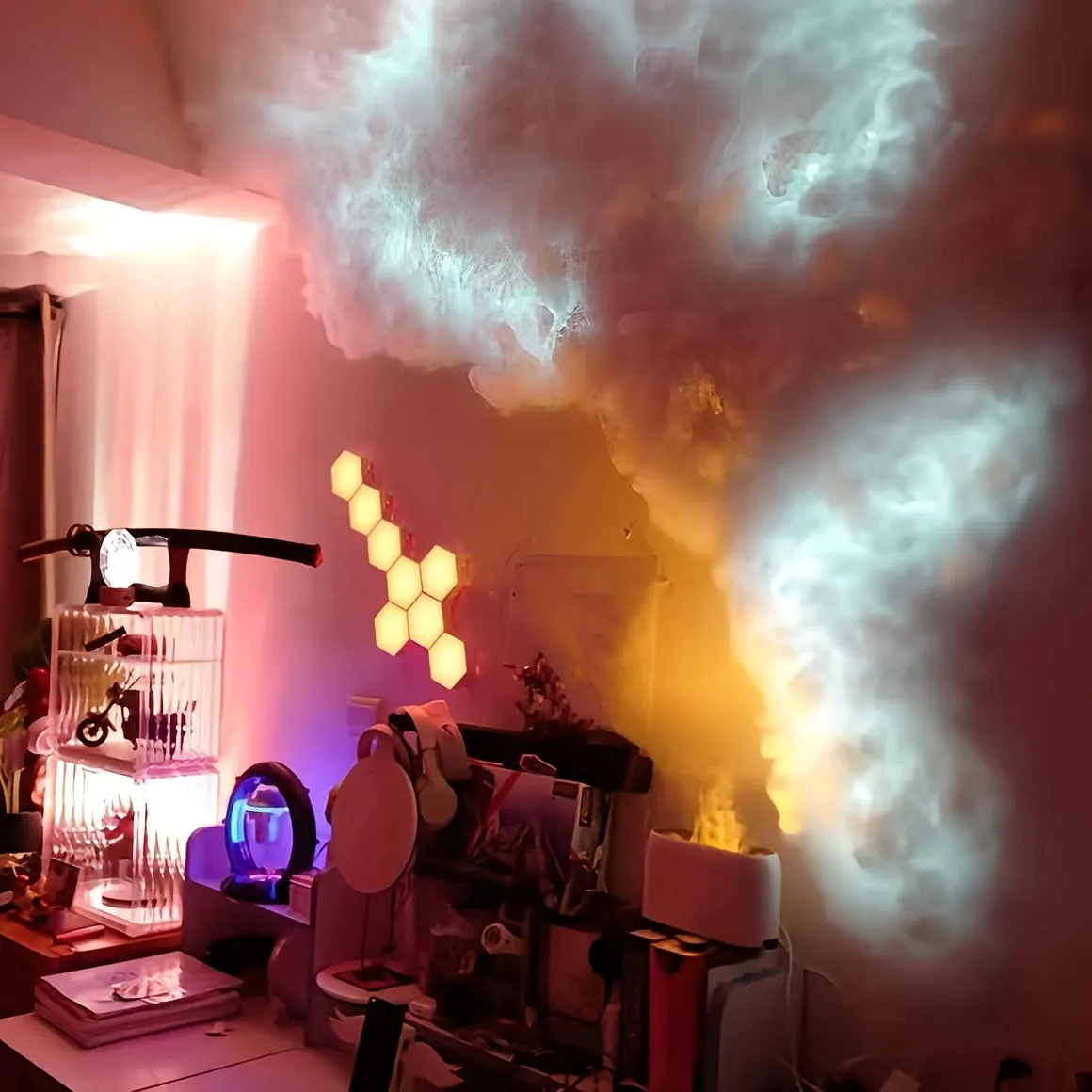 4.88meter Cloud Light, Thundercloud LED Lightning Colorful Atmosphere Night Light, DIY Creative Cloud Lights Gaming Room Garage Club Dj Party Light, USB Powered