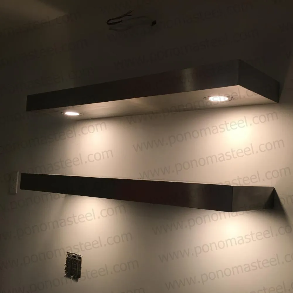 48"x10"x2.5" (cm.121.9x25.4x6.4) painted stainless floating shelf with 2 LED lights