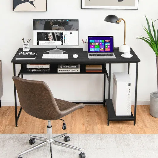 55 Inch Computer Desk with Power Outlets and USB Ports for Home and Office-Black