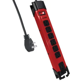 6-Outlet Metal Surge Protector Power Strip (Red, 15-Foot Cord)