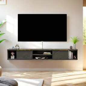 78" Arrangio Floating TV Stand, Marble Grey