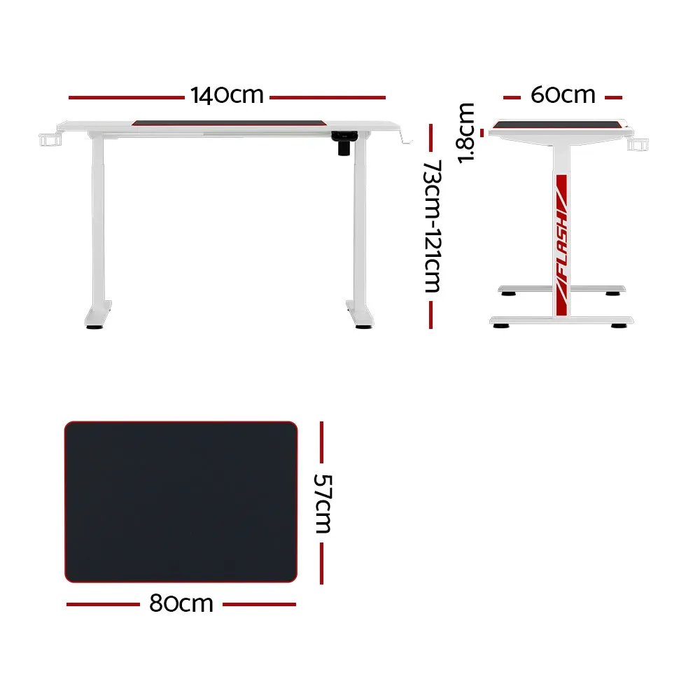 Artiss Standing Desk Motorised Gaming Desks White 140cm