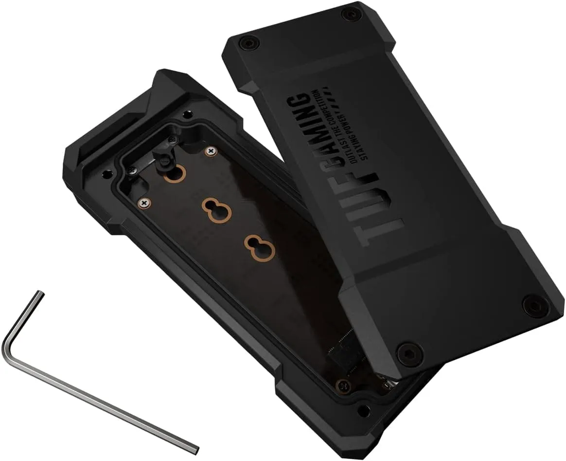 ASUS TUF Gaming A1—USB-C 3.2 Gen 2x1 SSD enclosure(SSD case), dual M.2 NVMe PCIe and SATA interfaces, M.2 Q-Latch for easy installation, MIL-STD-810H drop resistance, IP68 water and dust resistance