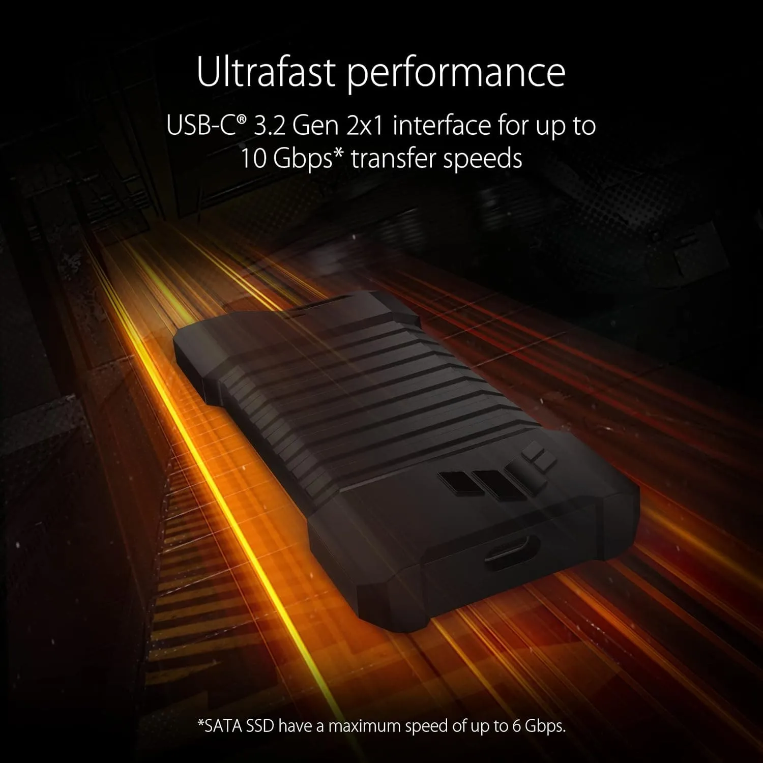 ASUS TUF Gaming A1—USB-C 3.2 Gen 2x1 SSD enclosure(SSD case), dual M.2 NVMe PCIe and SATA interfaces, M.2 Q-Latch for easy installation, MIL-STD-810H drop resistance, IP68 water and dust resistance
