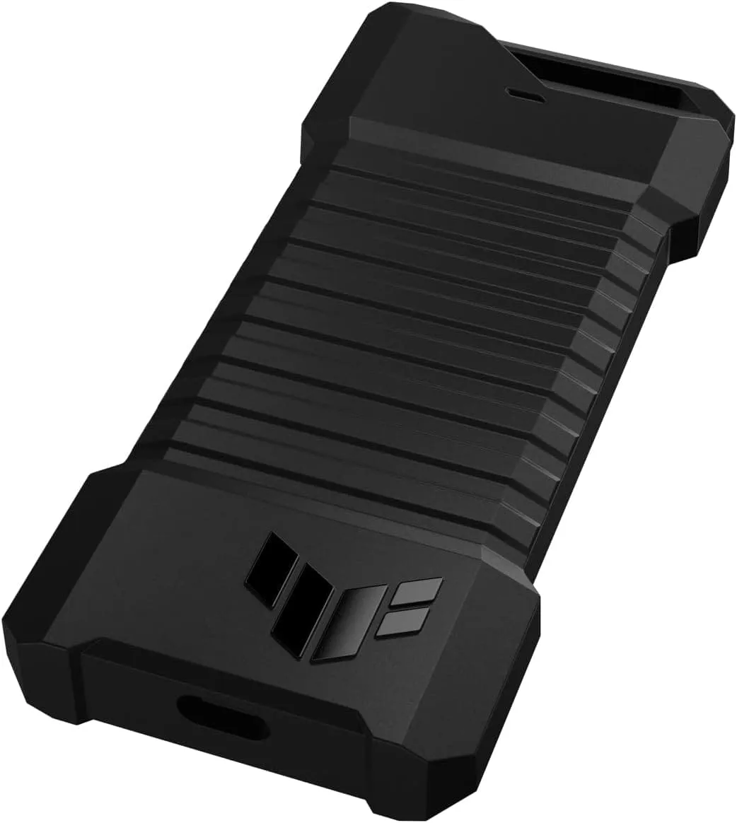 ASUS TUF Gaming A1—USB-C 3.2 Gen 2x1 SSD enclosure(SSD case), dual M.2 NVMe PCIe and SATA interfaces, M.2 Q-Latch for easy installation, MIL-STD-810H drop resistance, IP68 water and dust resistance