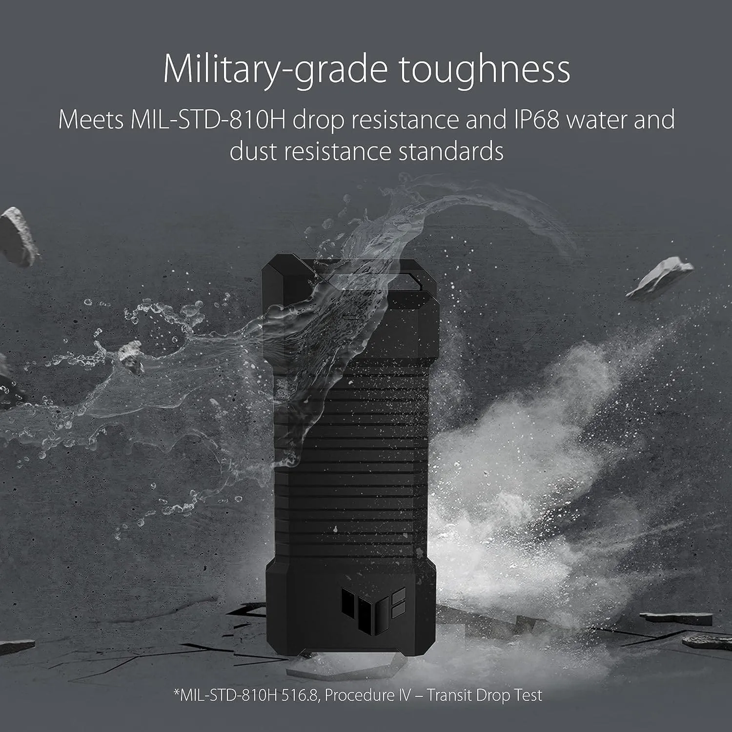 ASUS TUF Gaming A1—USB-C 3.2 Gen 2x1 SSD enclosure(SSD case), dual M.2 NVMe PCIe and SATA interfaces, M.2 Q-Latch for easy installation, MIL-STD-810H drop resistance, IP68 water and dust resistance