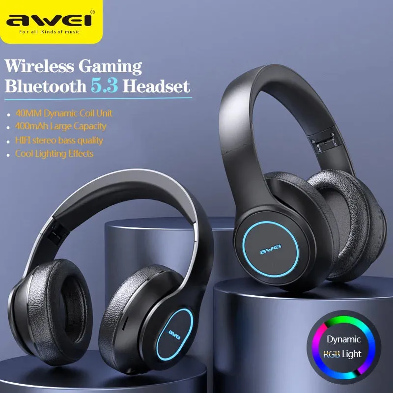 Awei RGB Gaming Wireless Headphones with Mic OverEar