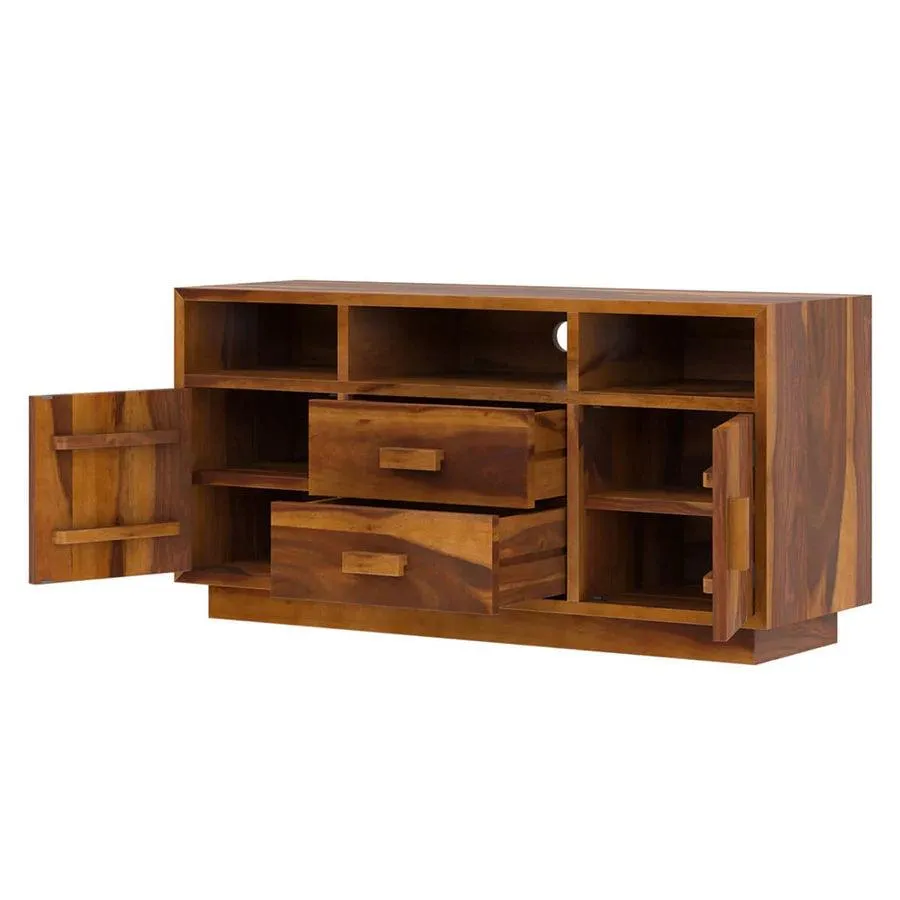 BAARA SOLID WOOD TV MEDIA STAND WITH DRAWERS