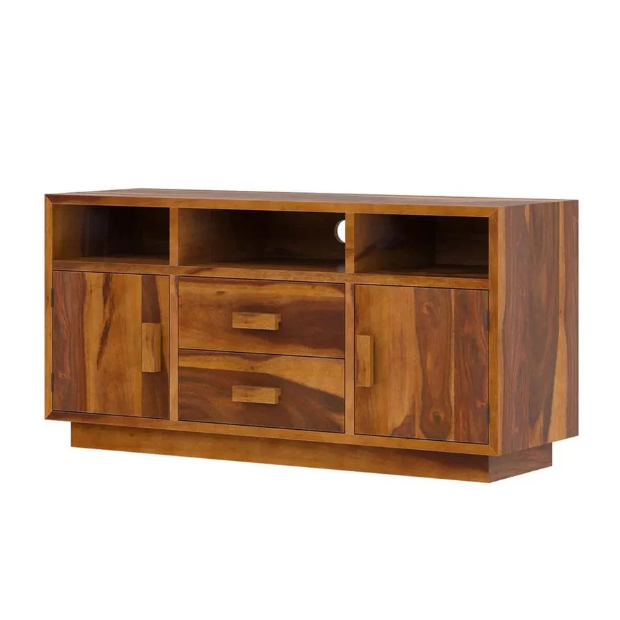 BAARA SOLID WOOD TV MEDIA STAND WITH DRAWERS