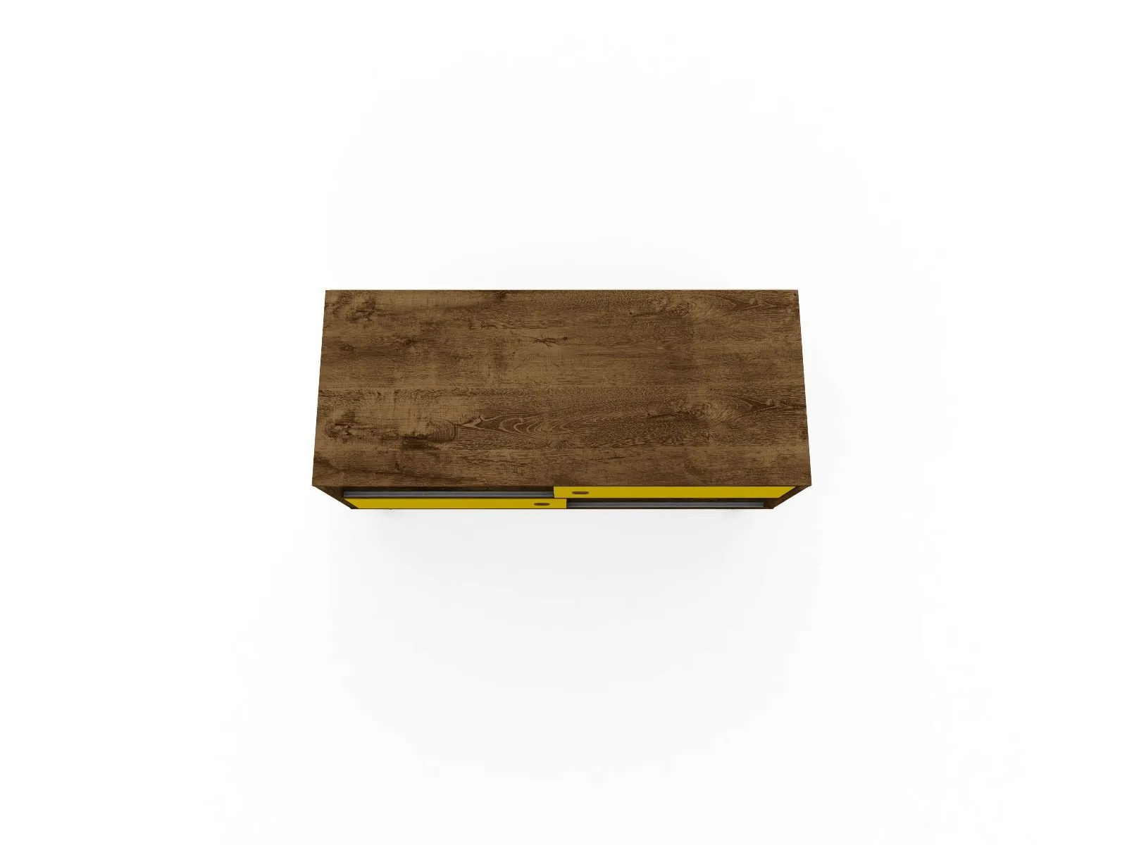 Baxter Mid-Century- Modern 35.43" TV Stand with 4 Shelves in Rustic Brown and Yellow