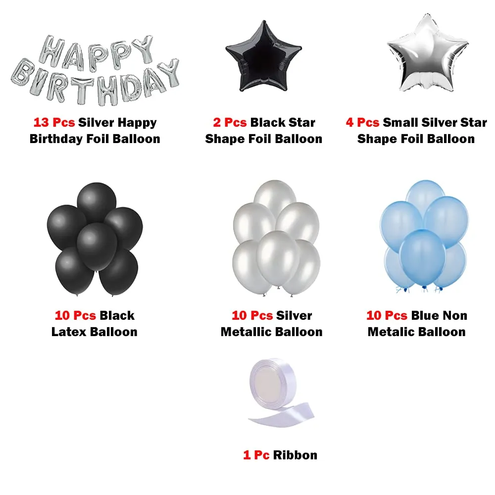Birthday Party Decoration Blue & Silver 50 Pcs