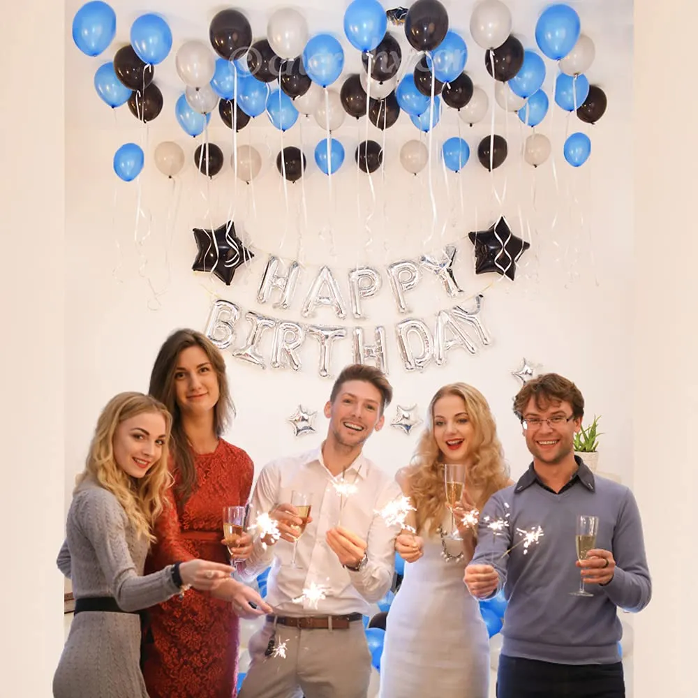 Birthday Party Decoration Blue & Silver 50 Pcs
