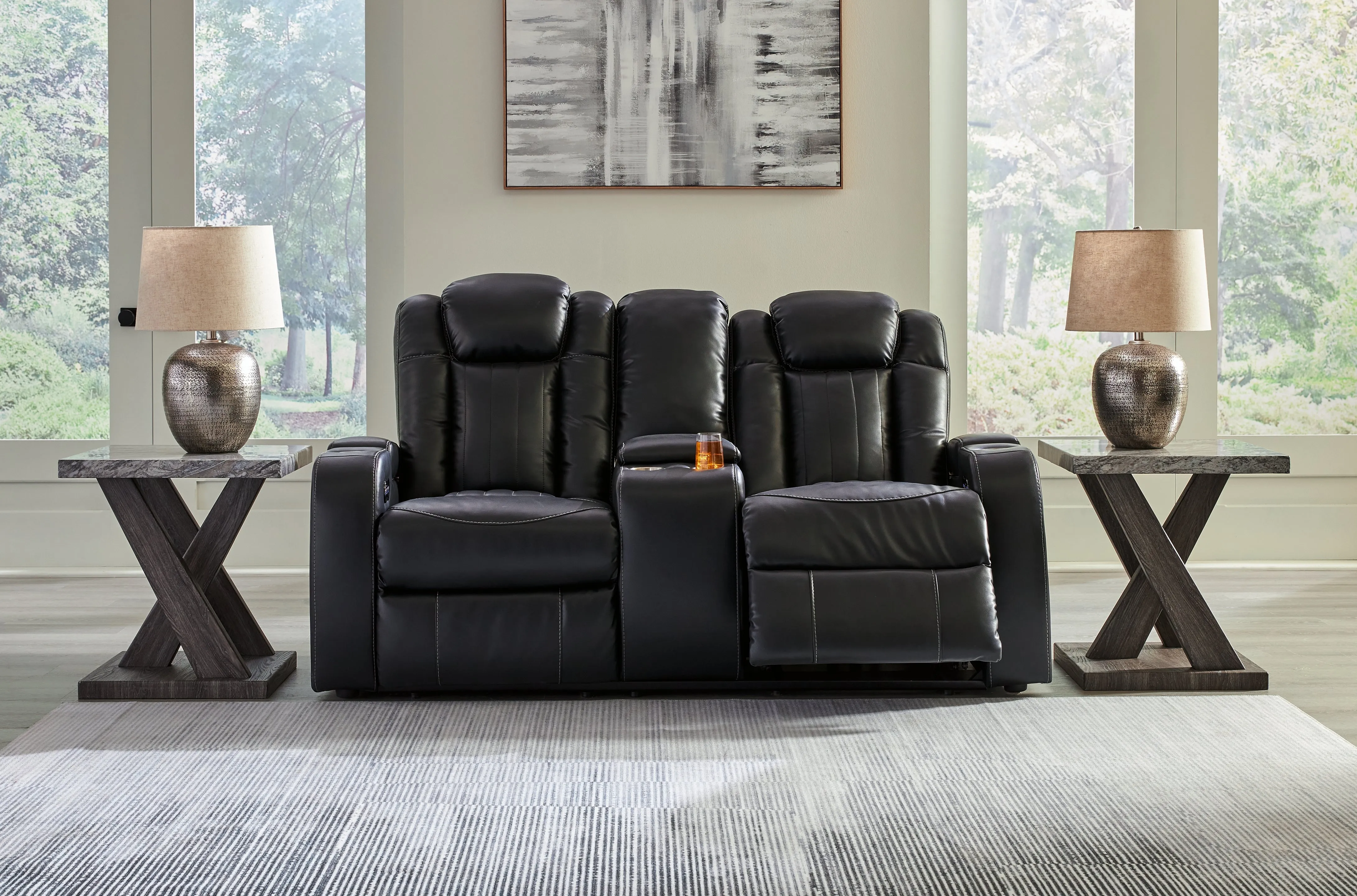 Caveman Den Sofa, Loveseat and Recliner in Midnight