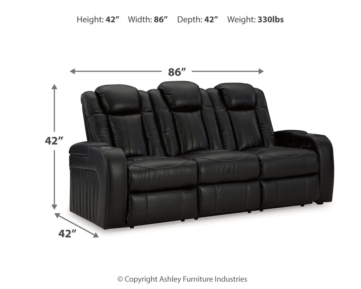 Caveman Den Sofa, Loveseat and Recliner in Midnight
