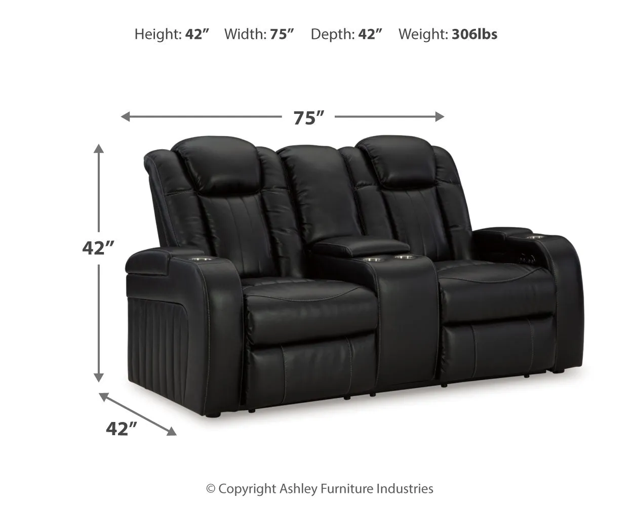 Caveman Den Sofa, Loveseat and Recliner in Midnight