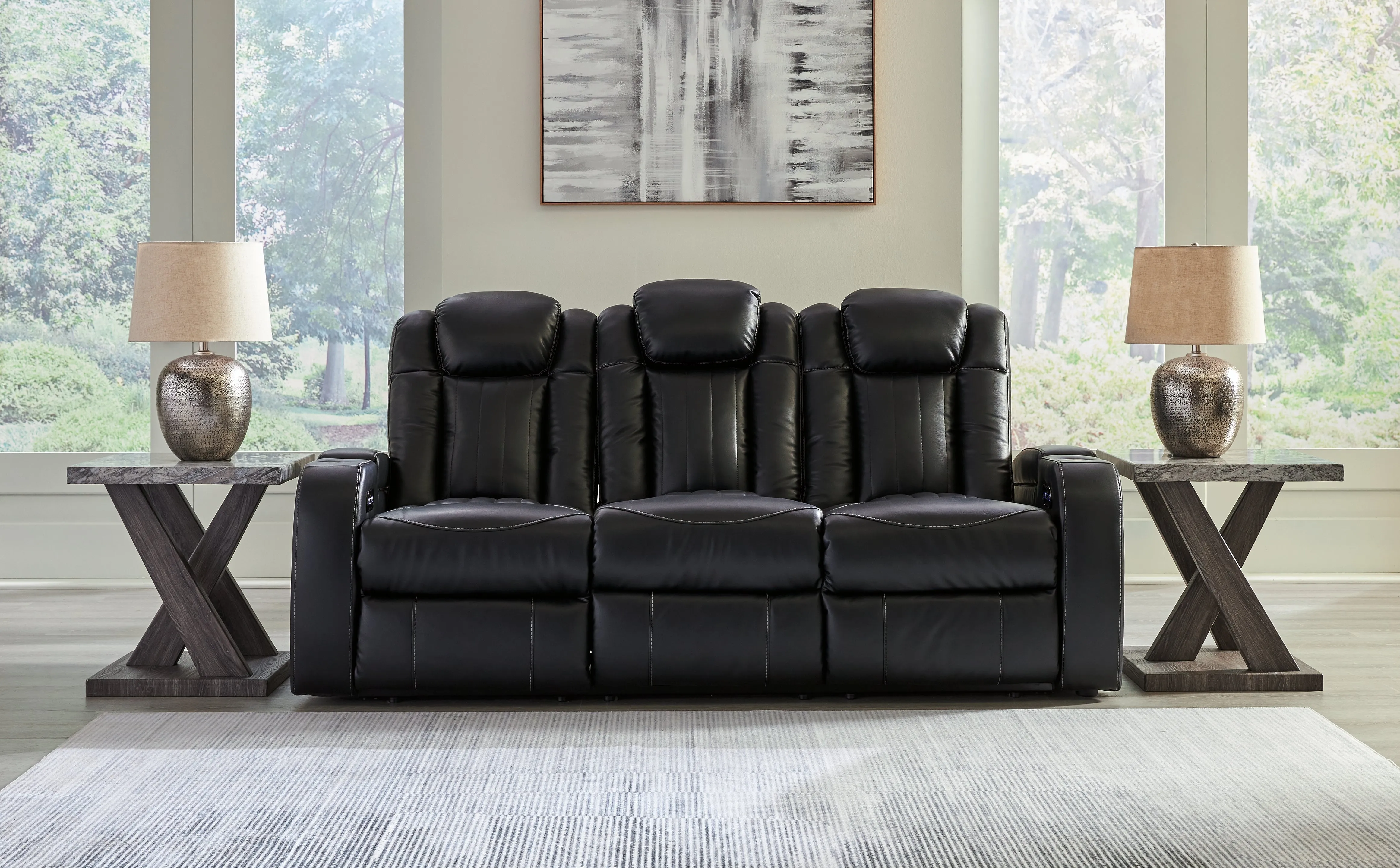 Caveman Den Sofa, Loveseat and Recliner in Midnight