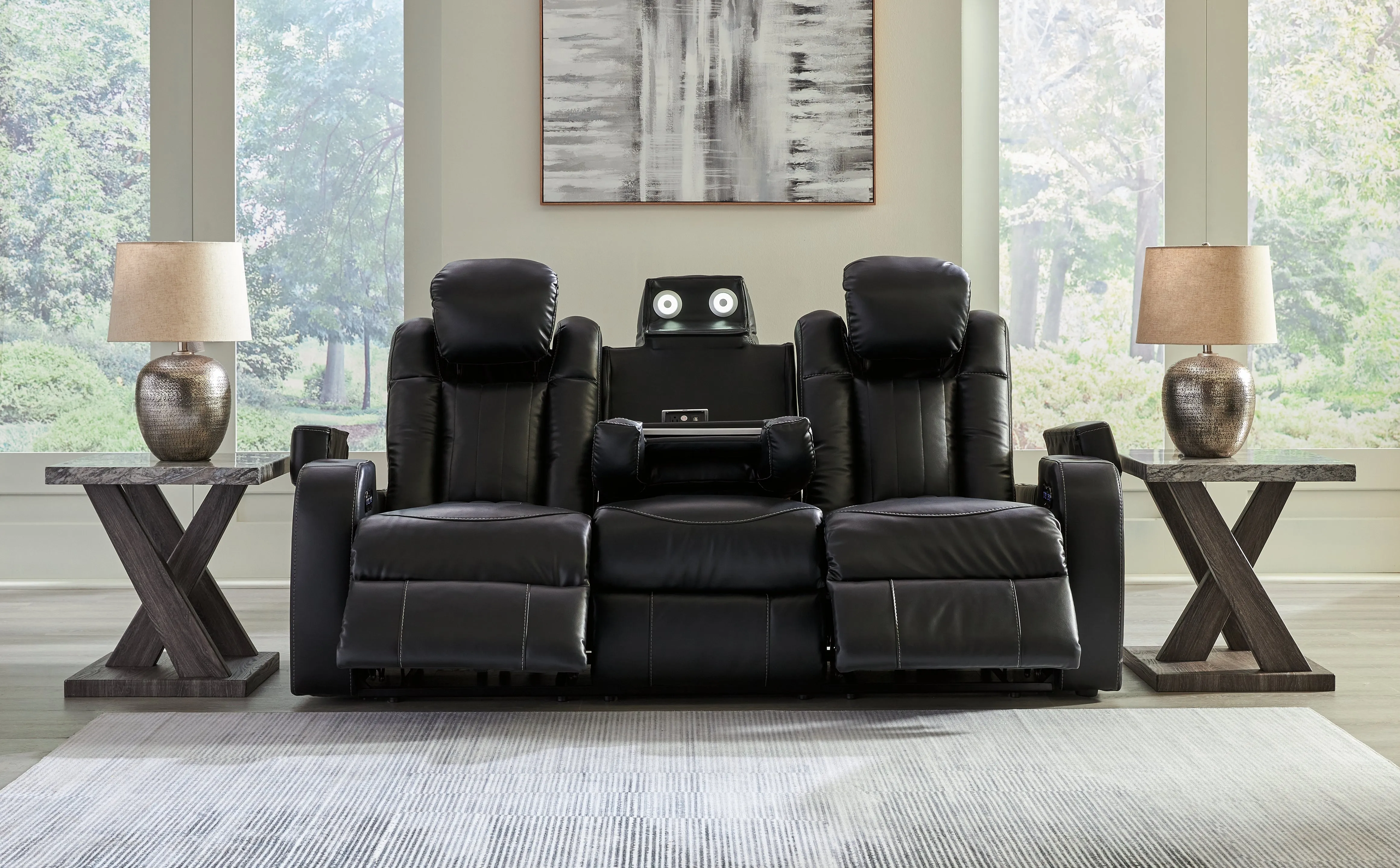 Caveman Den Sofa, Loveseat and Recliner in Midnight