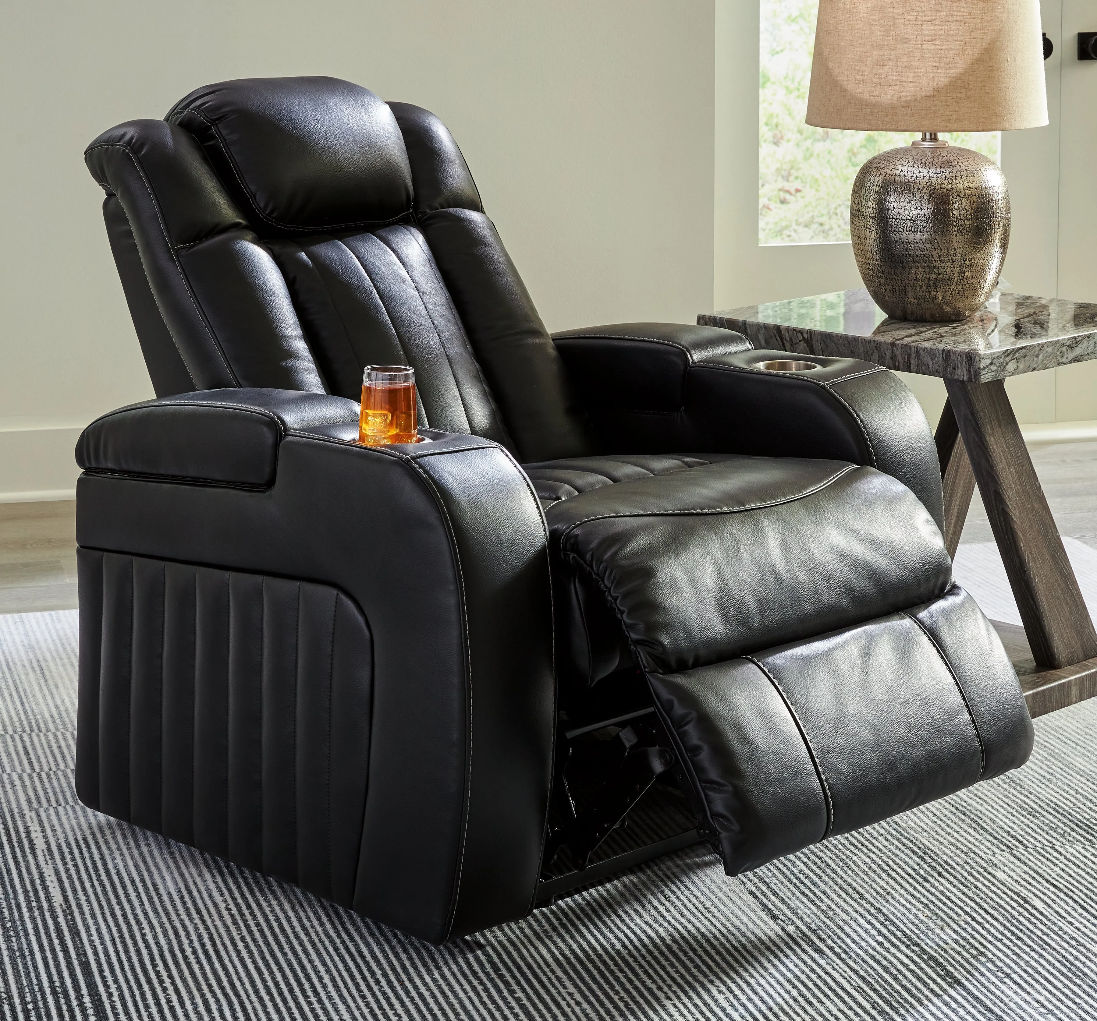 Caveman Den Sofa, Loveseat and Recliner in Midnight
