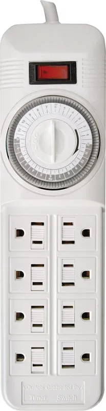 CCI 22575 Power Outlet Strip, 4 ft L Cable, 8 -Socket, 15 A, 125 V, White :CD 1: QUANTITY: 1