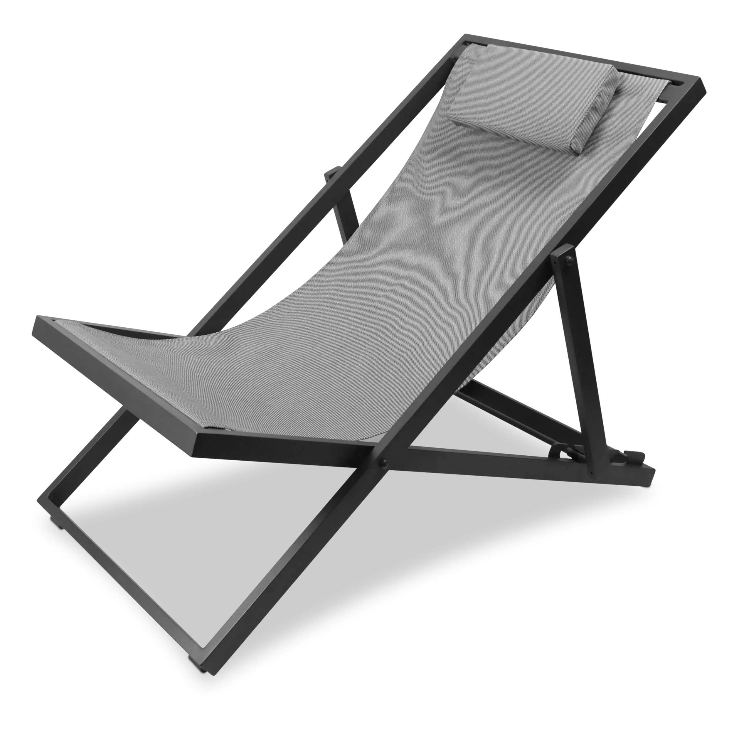 Chill Outdoor Deck Chair in Gunmetal Aluminium Frame and Charcoal Grey Textilene