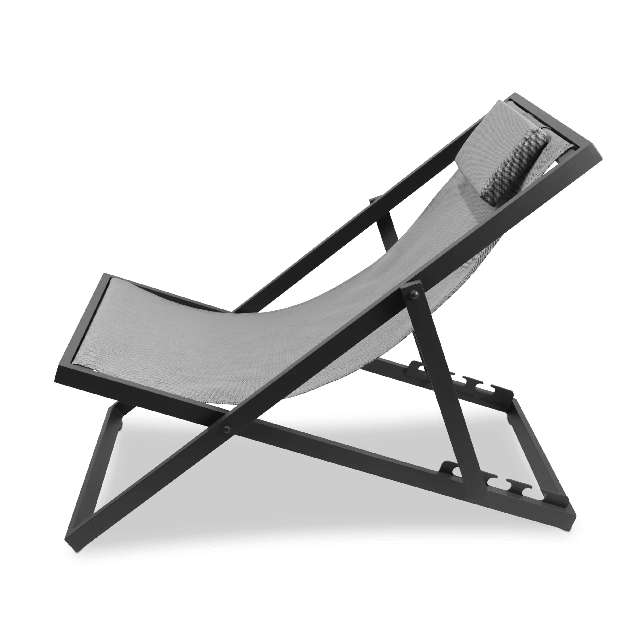 Chill Outdoor Deck Chair in Gunmetal Aluminium Frame and Charcoal Grey Textilene