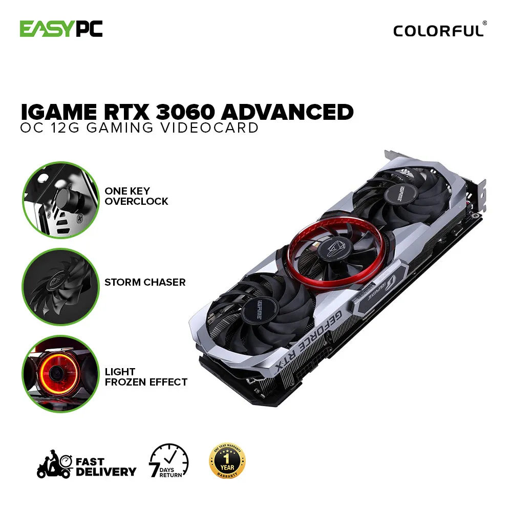 Colorful iGame NVIDIA® GeForce RTX 3060 Advanced OC 12gb 192bit GDdr6 Gaming Videocard