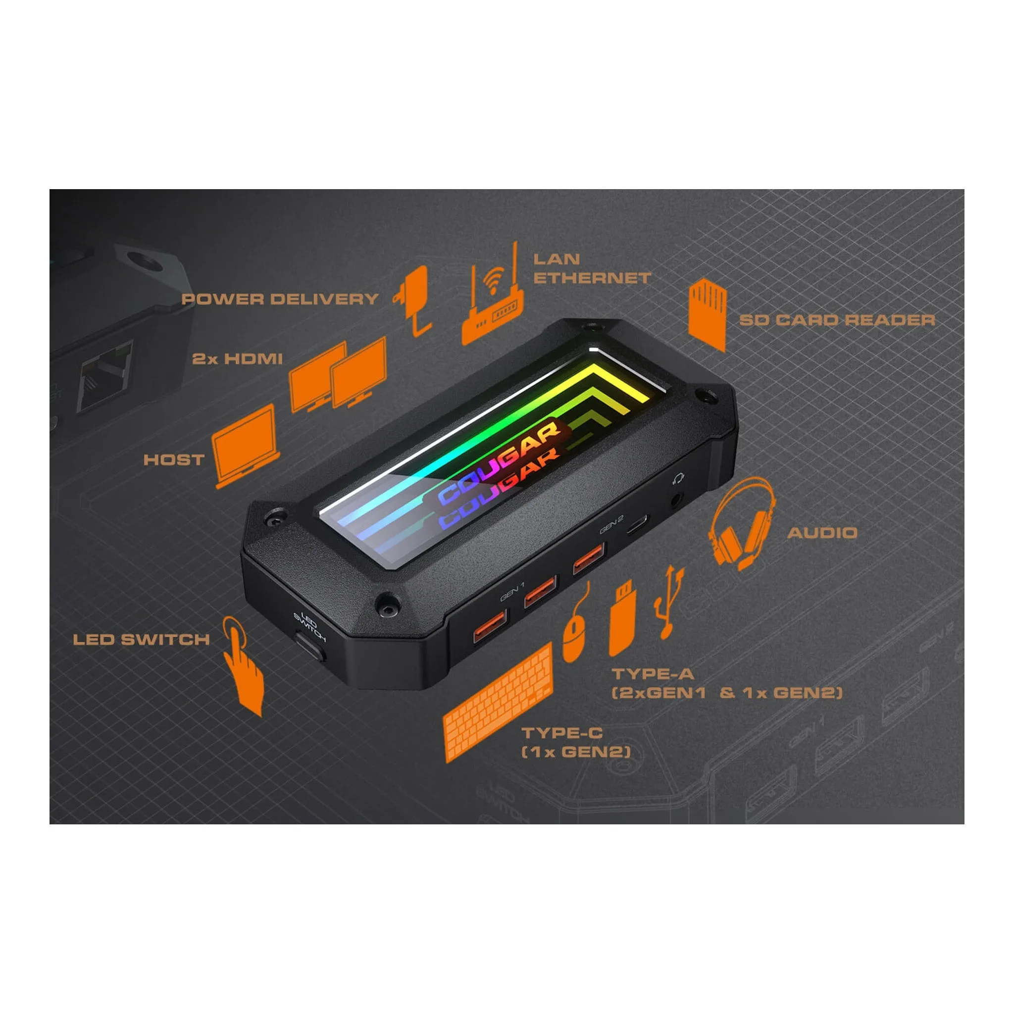 Cougar DS10 10-Port USB-C RGB Docking Station