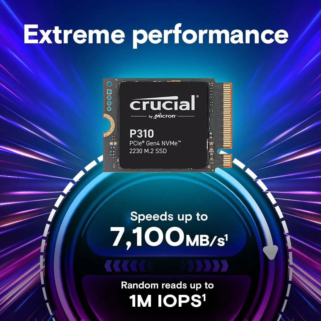 Crucial 1TB P310 CT1000P310SSD2 PCIe Gen4 NVMe 2230 M.2 SSD