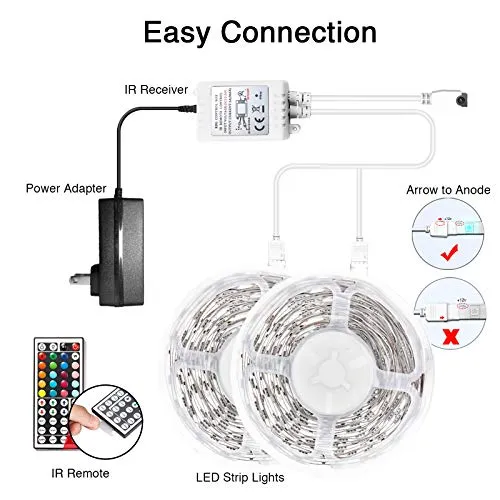 DAYBETTER Led Strip Lights, 65.6ft RGB Led Light Strips Kits with Remote, Color Changing Led Lights for Bedroom Room Tv Kitchen Desk Party