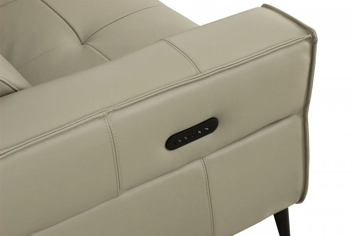 Divani Casa Nella - Modern Light Grey Leather Armchair w/ Electric Recliner