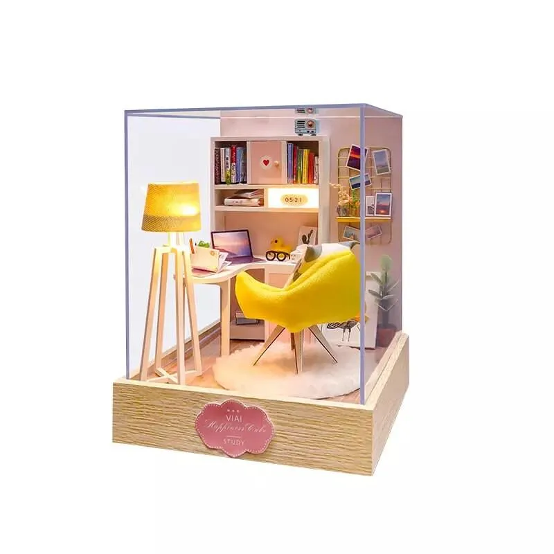DIY Dollhouse Kit Box Dollhouse Miniature - Living Room Miniature Dollhouse - Free Dust Cover - Birthday Christmas Thanksgiving DIY Gifts