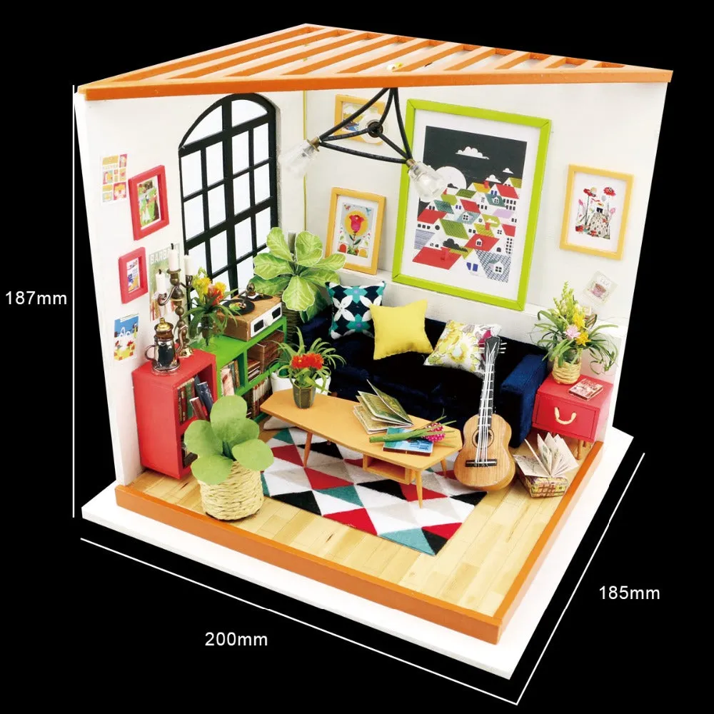 DIY Locus Sitting Room with Furniture   Miniature Wooden Doll House   DG106