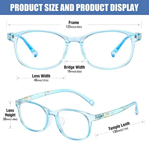 DUCO Blue Light Glasses Gaming Computer TV Phone for Kids Age 6-10 K023