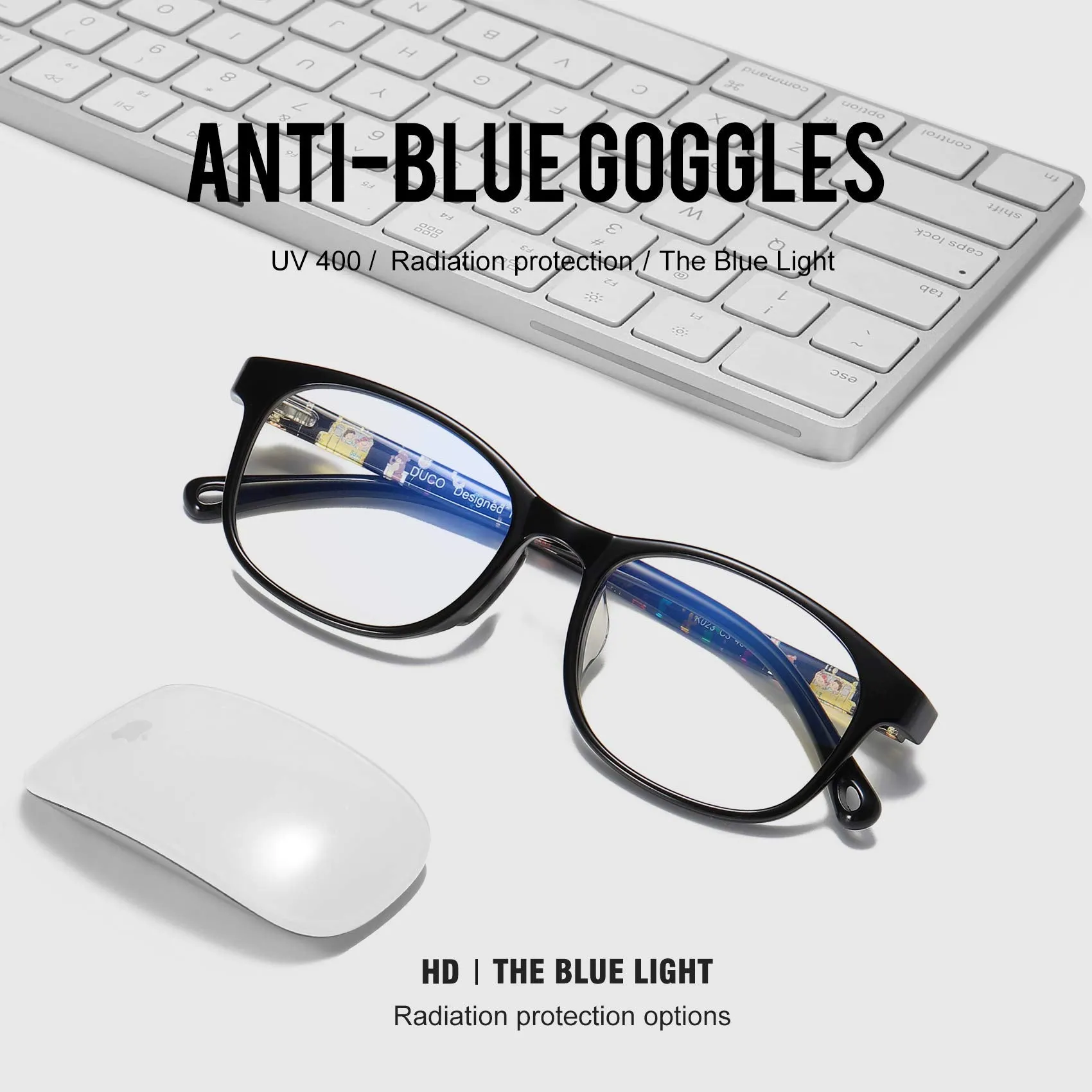 DUCO Blue Light Glasses Gaming Computer TV Phone for Kids Age 6-10 K023