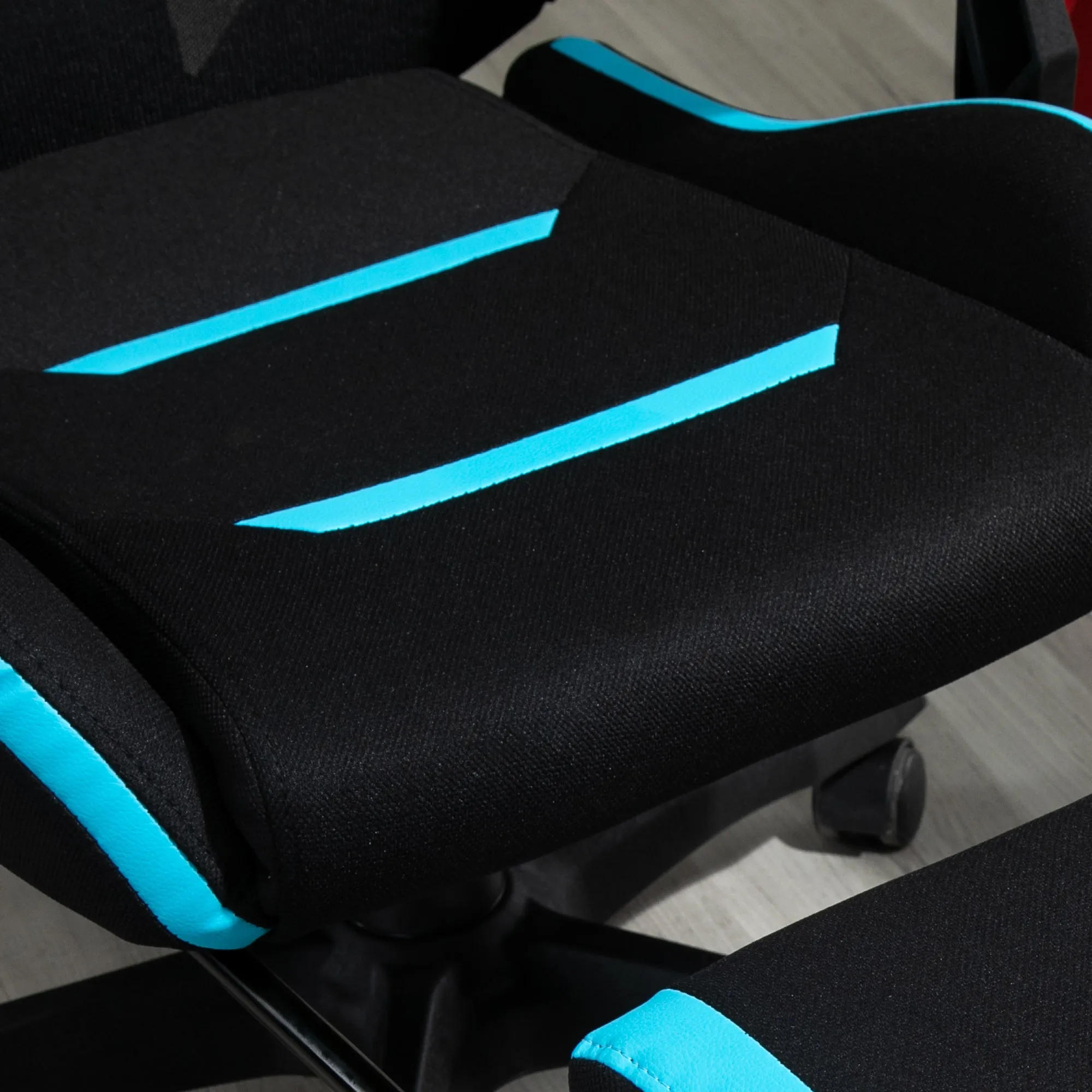 Easycomfort Sedia da Gaming con Supporto Lombare, Sedia Ufficio Ergonomica con Altezza Regolabile in Tessuto Nero e Blu, 65x65x119-129cm