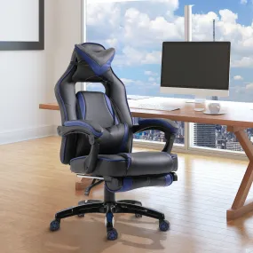 EASYCOMFORT Sedie da ufficio sedia da gaming sedia da scrivania ergonomiche con Rotelle in Ecopelle, Blu e Nero