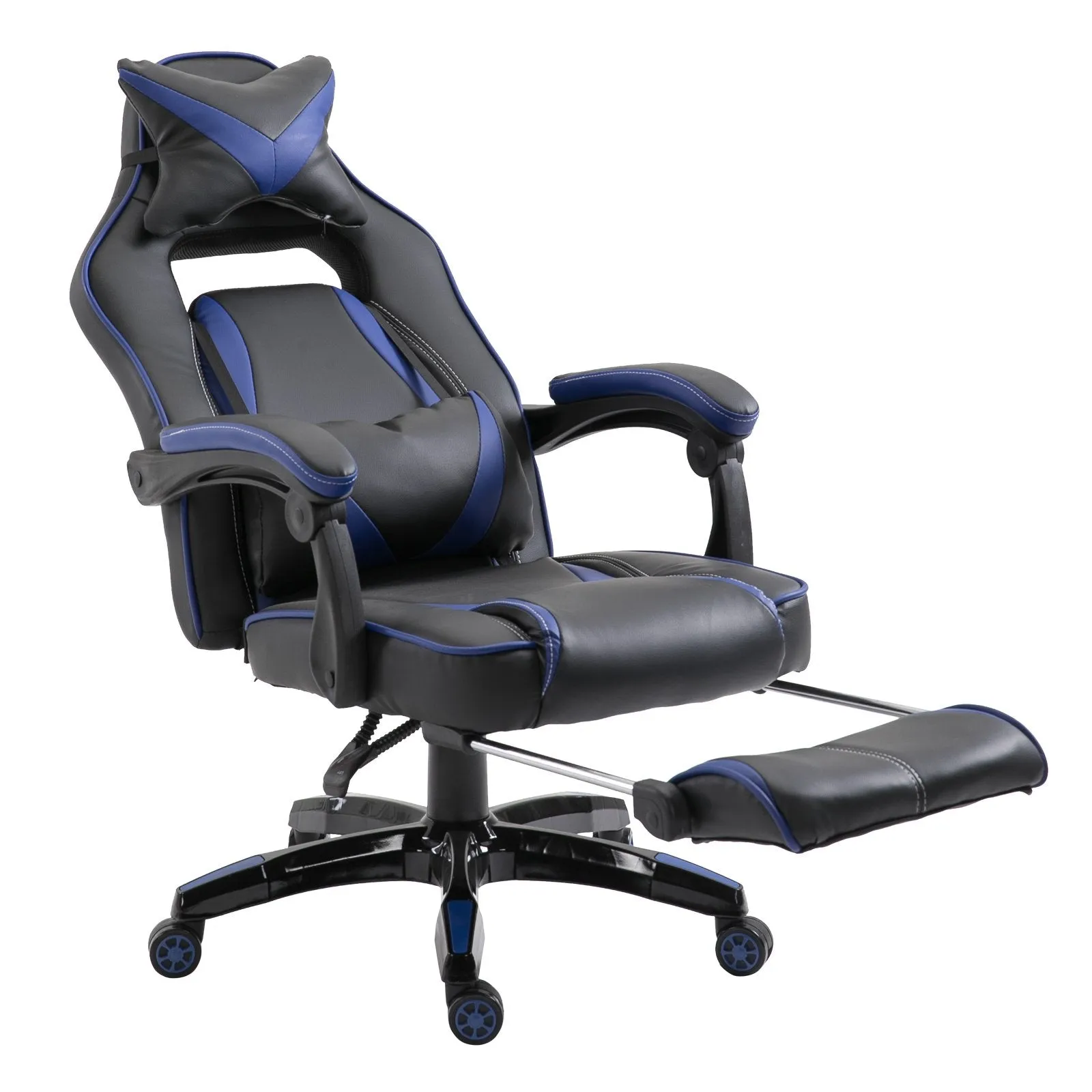 EASYCOMFORT Sedie da ufficio sedia da gaming sedia da scrivania ergonomiche con Rotelle in Ecopelle, Blu e Nero