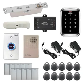 FPC-5460 One Door Access Control 2,600lbs Electric Drop Bolt With Time Delay Fail Secure   Outdoor Keypad / Reader Standalone With Mini Controller   Wiegand 26, No Software, EM Card, 1000 Users   PIR