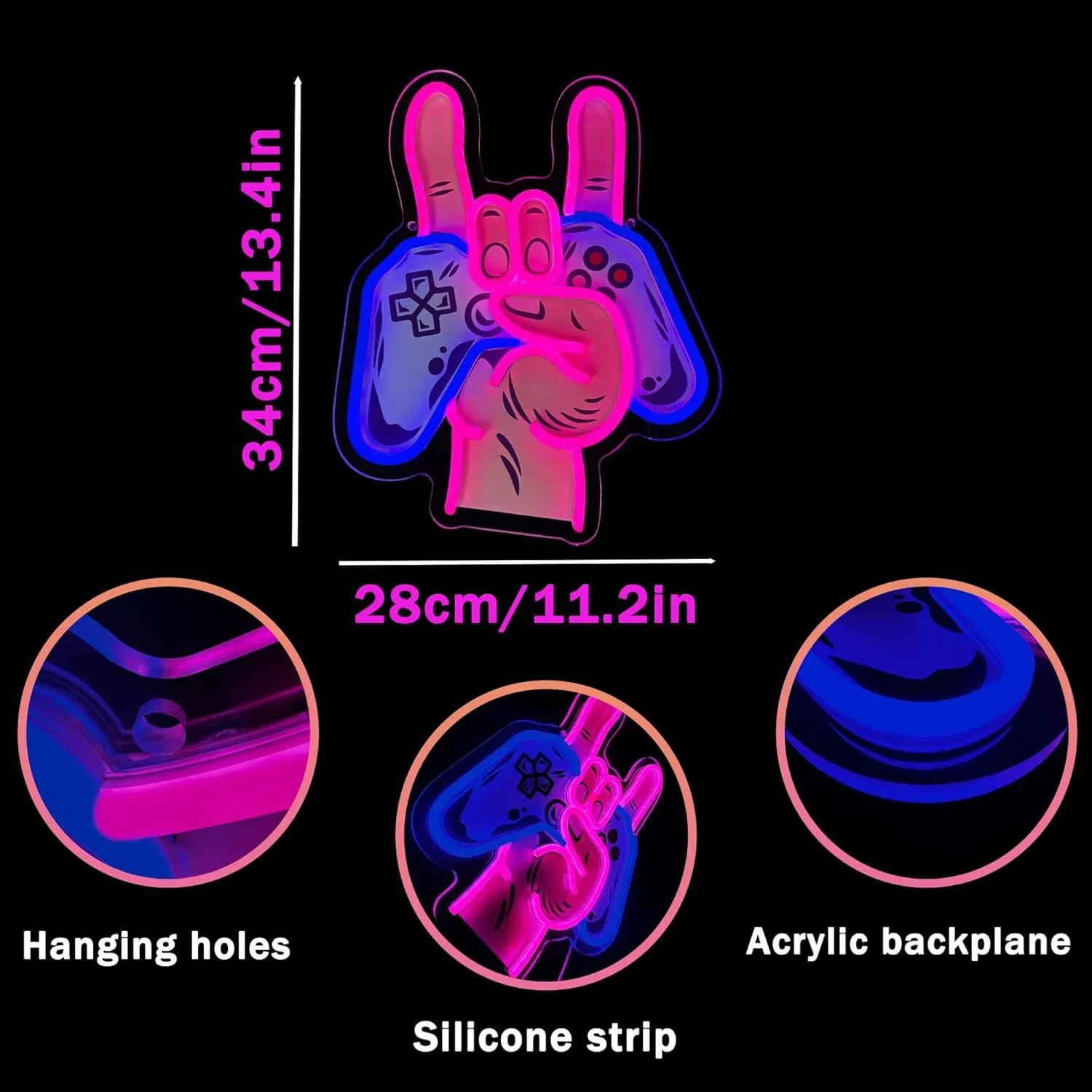 Game Hands Neon Sign Custom Neon Sign Shop Signage Wedding Neon Sign Gift For Him Her
